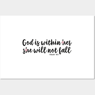 Christian Quote - God is within her she will not fall Posters and Art